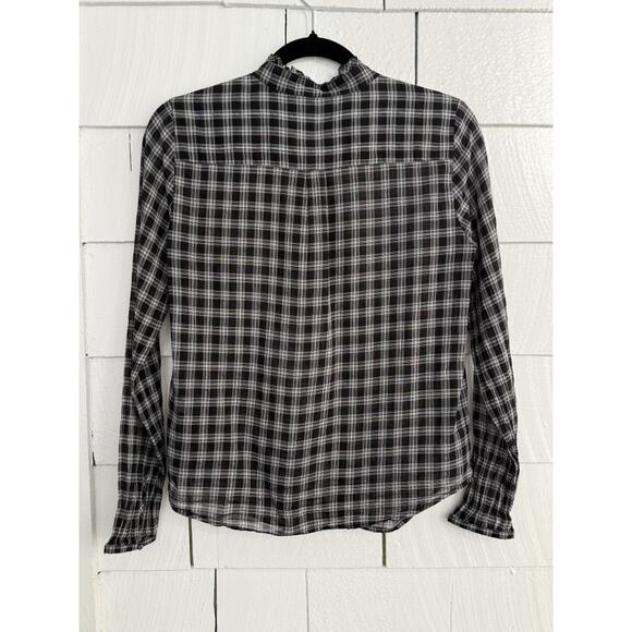 J. Crew Womens 6 Lightweight Plaid Button Front Top Ruffle Trim Academia Preppy - Picture 2 of 6